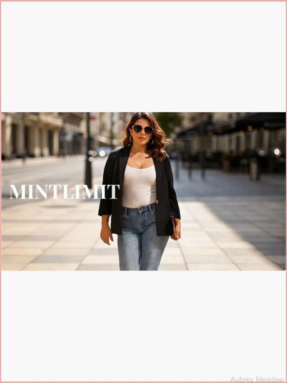 Plus Size Blazer 3/4 Sleeve Notch Lapel One Button Open Front Pockets Work